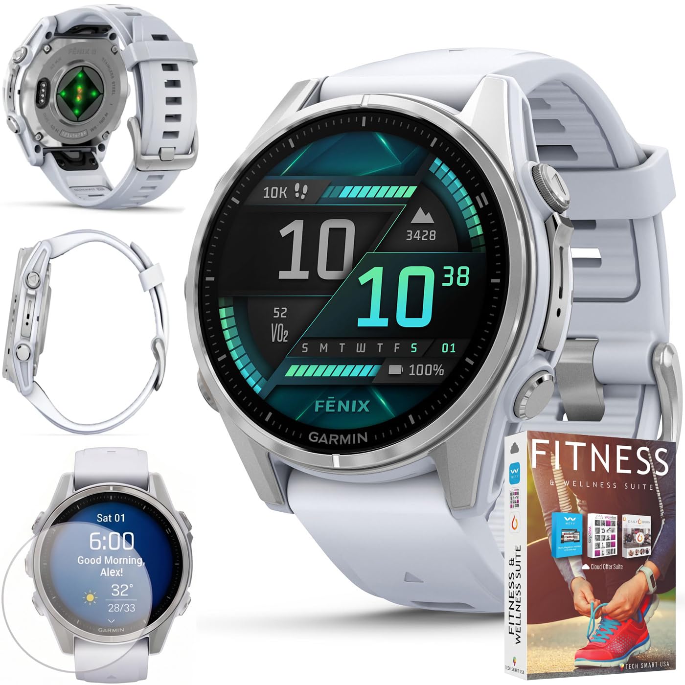 Amazon | Garmin 010-02903-00 Fenix 8 43mm AMOLED シルバー ホワイト